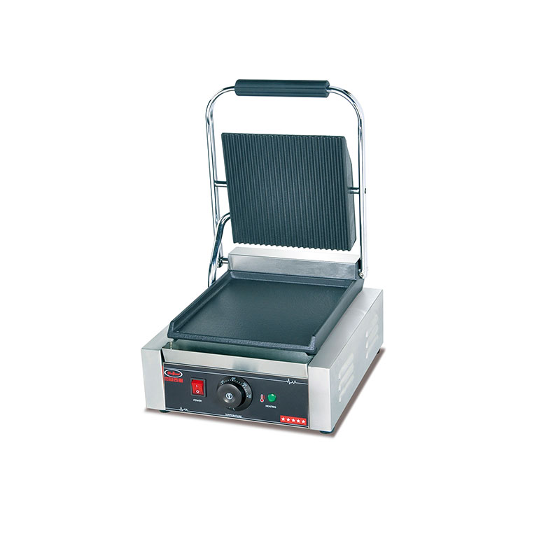 EG-811B Electric Stainless Steel Panini Grill Upper grooved down flat commercial kitchen equipment