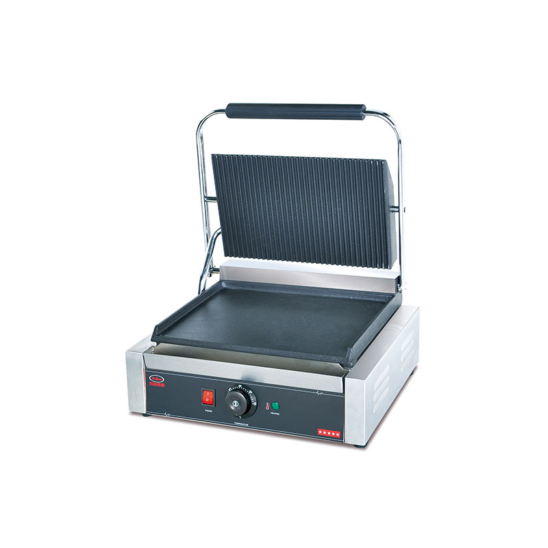 EG-812B Electric Stainless Steel Panini Grill Upper grooved down flat commercial kitchen equipment