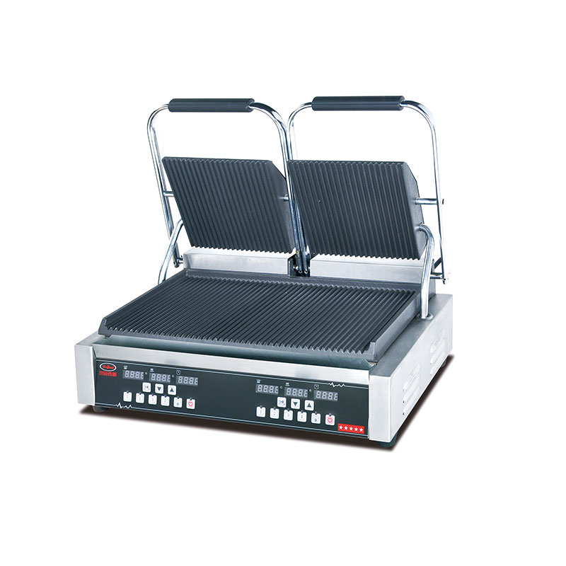 EG-813D Electric Digital Stainless Steel Double Panini Grill commercial kitchen equipment