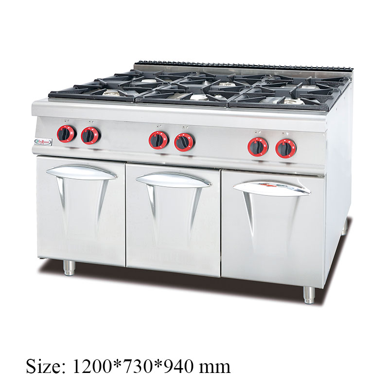GH-797 Gas range with 6-burner with cabinet commercial kitchen equipment