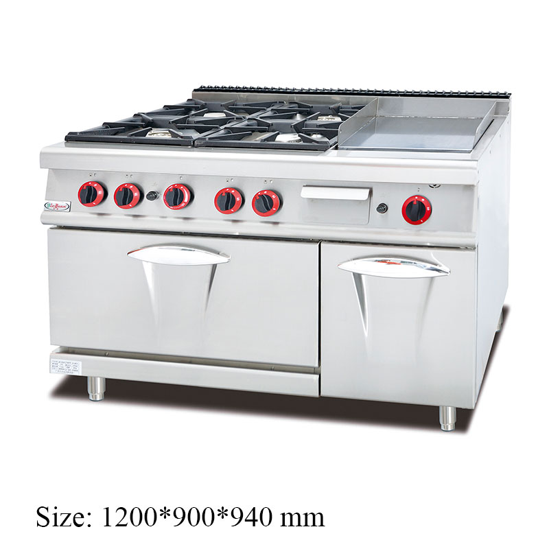 GH-996A Gas Range with 4-Burner & Griddle & Oven commercial kitchen equipment
